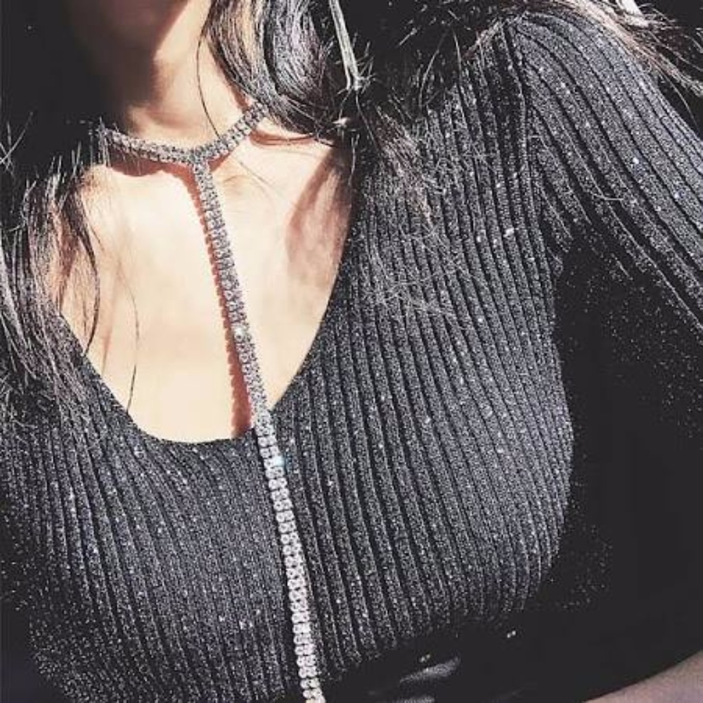 Rhinestone drop down chocker