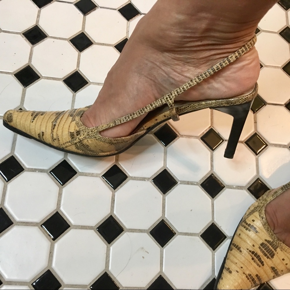 Gucci REAL Cayman alligator slingback 8B heels