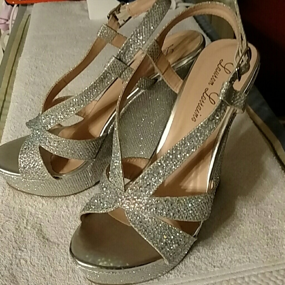 Silver Rhinestone Platform Shoes - Picture 2 of 3