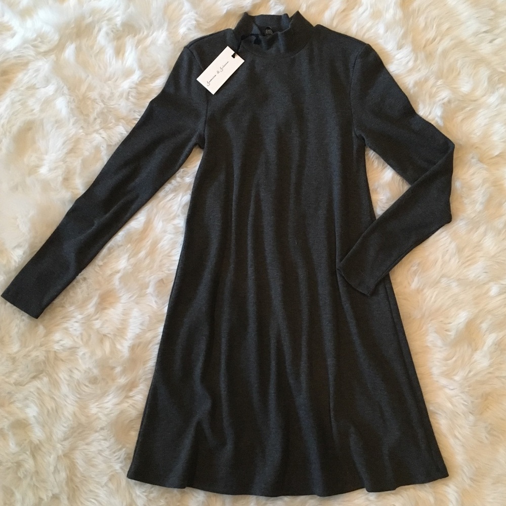 Ribbed high neck knit dress