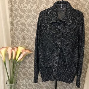 Black & White Marled Oversized Boyfriend Cardigan