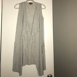 Grey Sleeveless Midi Cardigan