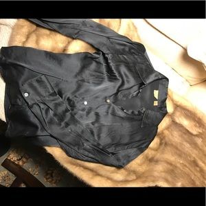 100% silk, blue/black, blouse