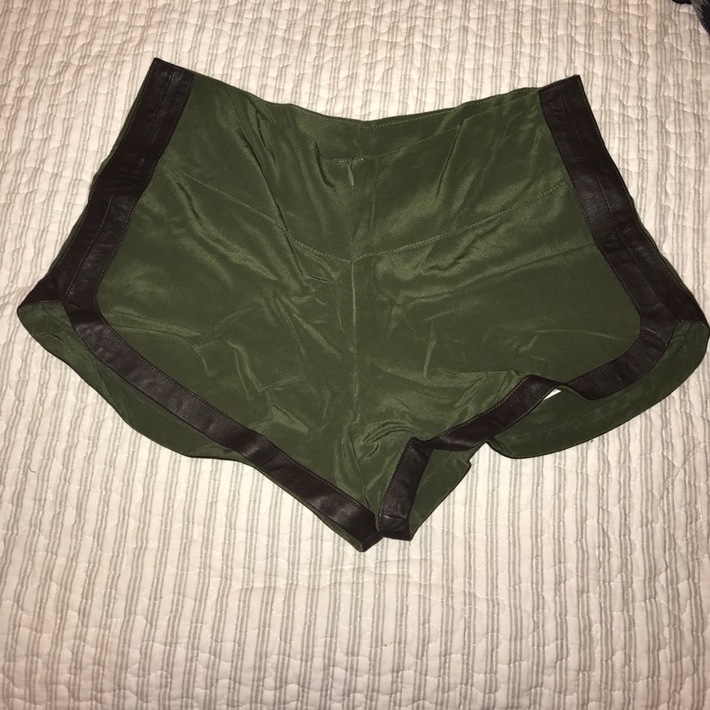 Acacia Swimwear Silk Leather olive green shorts S