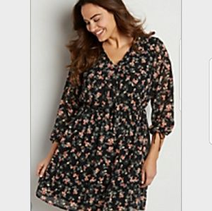 Maurices Black and Pink Flowered Dress, Sz 2