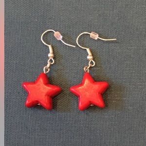 Handmade red star earrings