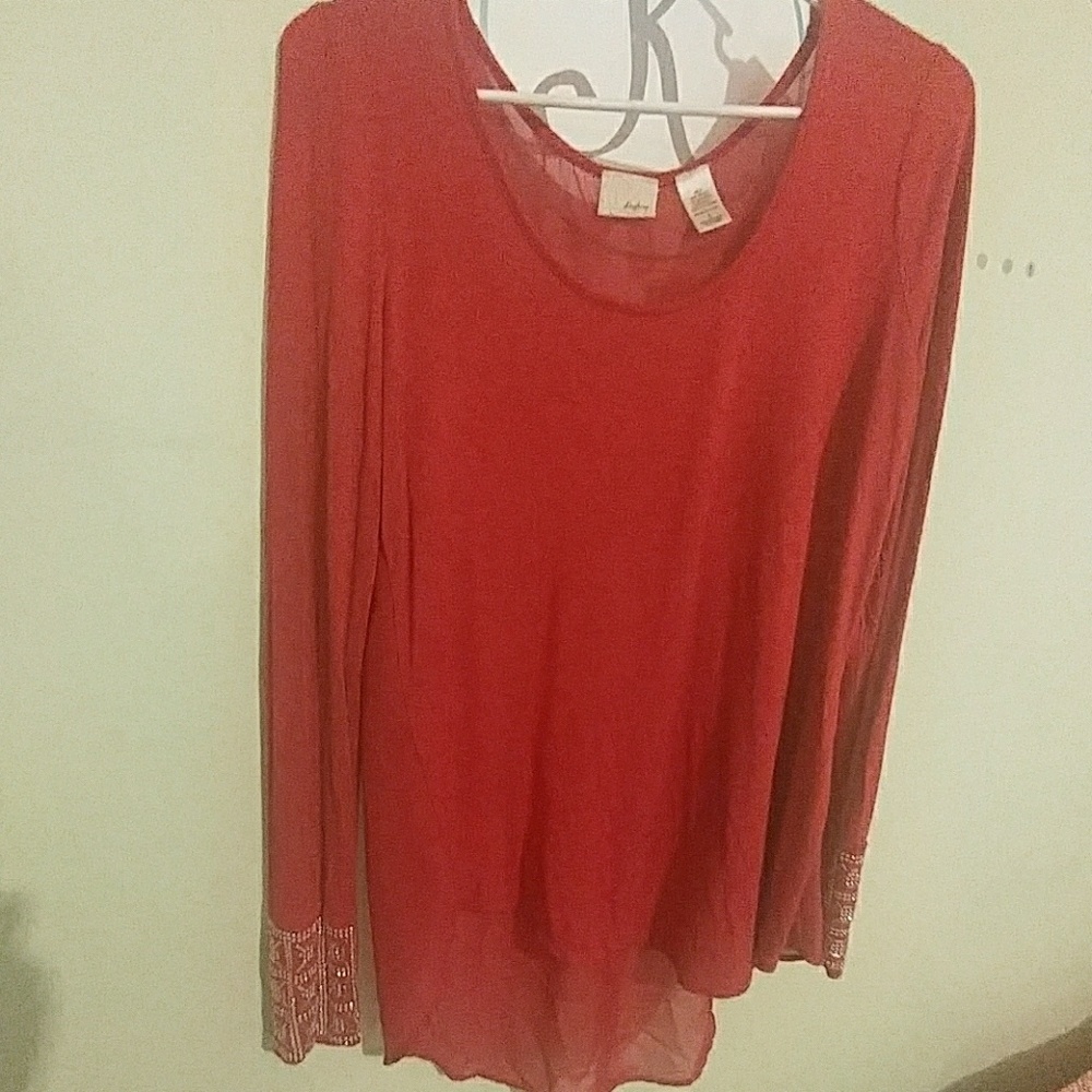 Red long sleeved shirt