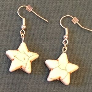 Handmade white star earrings