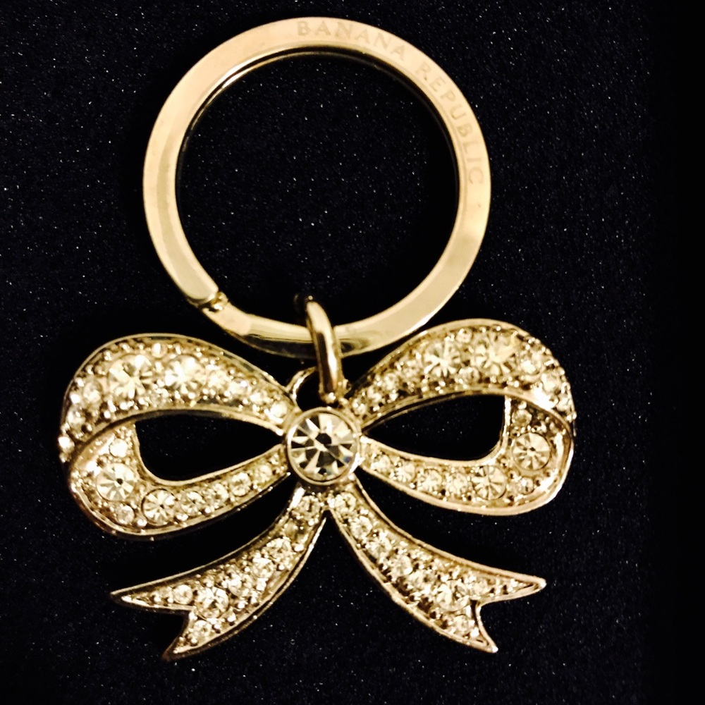 Banana Republic crystal encased bow key ring