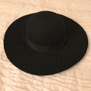 Adora Black Wool Floppy Hat OS Adora Black Wool Floppy Hat OS