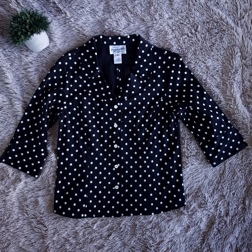 EUC Pendleton Black PolkaDot Button Up