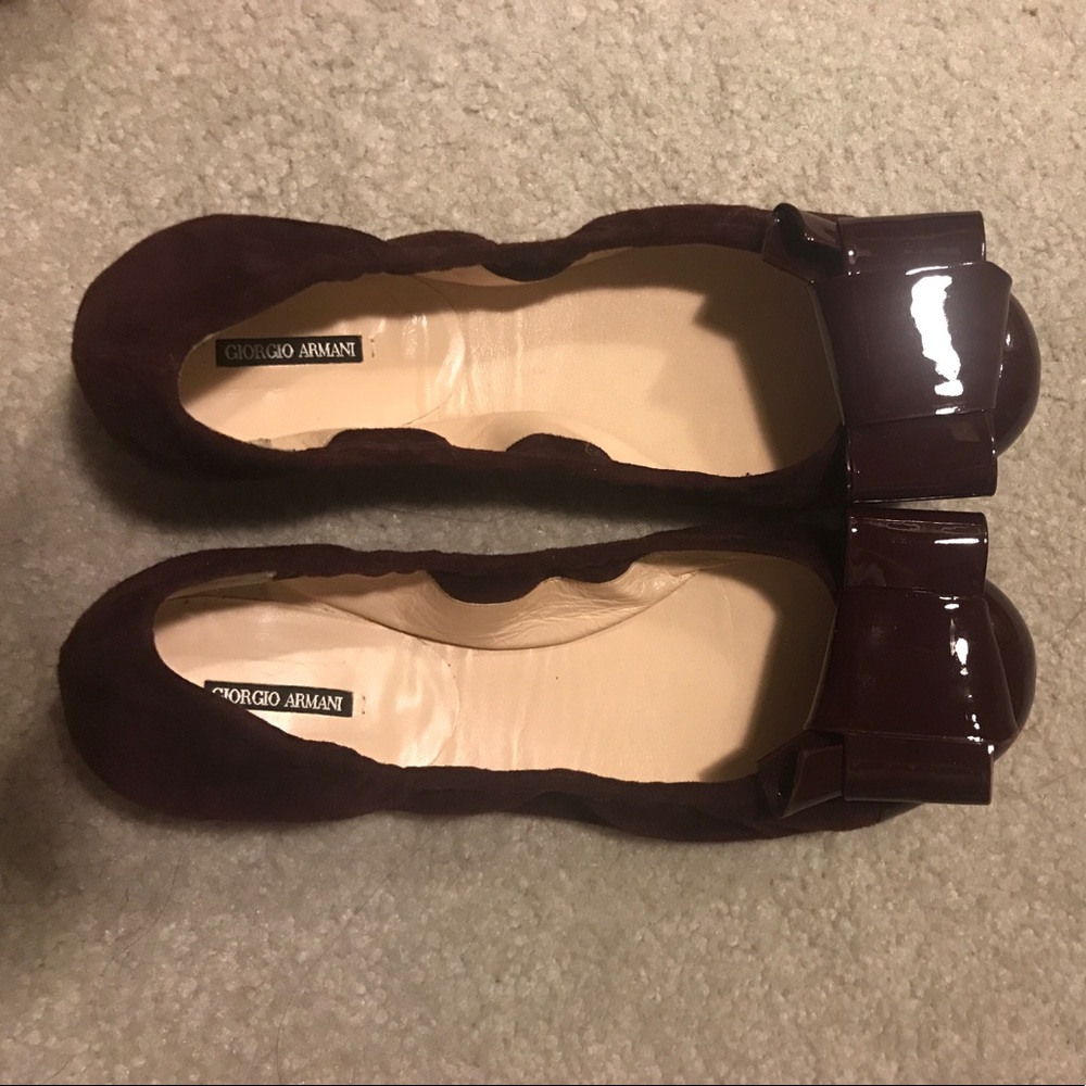 NWOT Giorgio Armani Maroon Flats Size 38