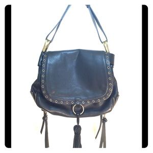 Steve Madden Black Fringe Saddle Bag Steve Madden Black Fringe Saddle Bag
