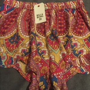 Billabong Linen shorts in burnt orange paisley.