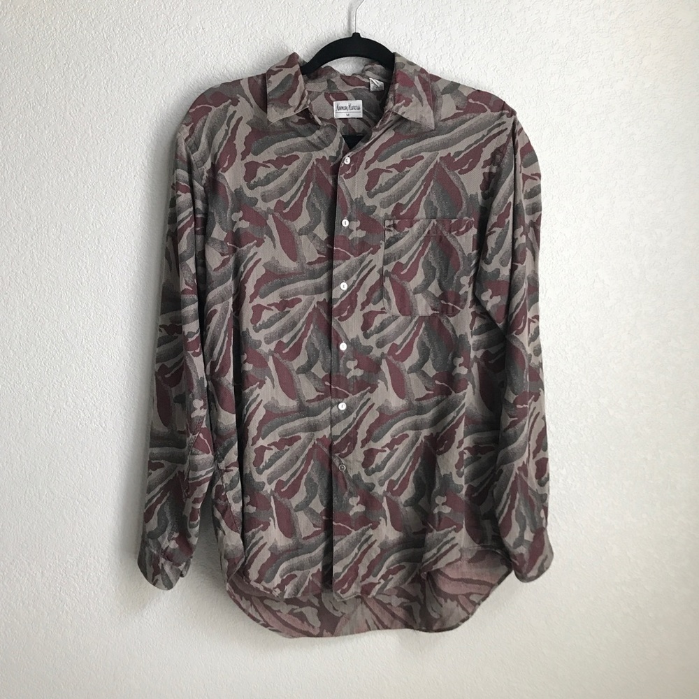 Neiman Marcus Button Up Long Sleeve Camo Print