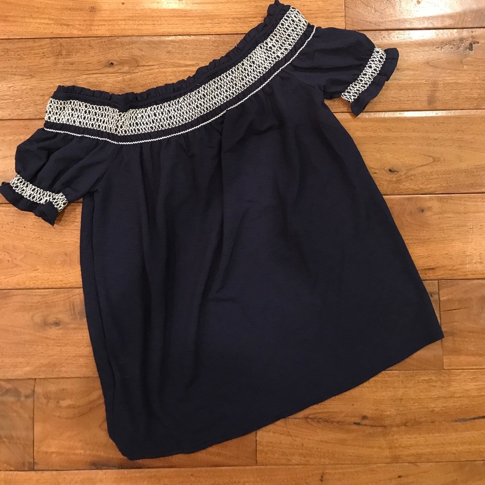 Navy blue peasant blouse