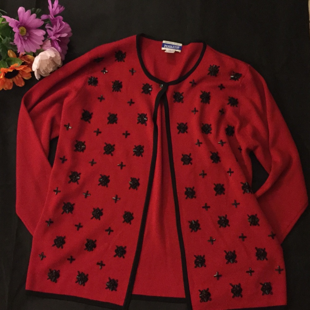Pendleton vintage wool embellished cardigan size M