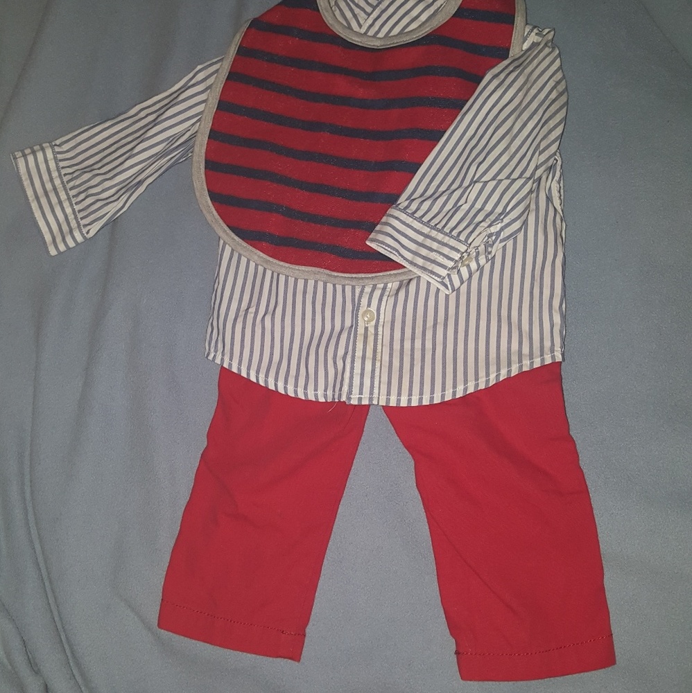Boys button up with pants and bib