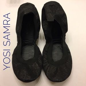 Sz 10 Yosi Samra black glitter Ballet Flats Sz 10 Yosi Samra black glitter Ballet Flats