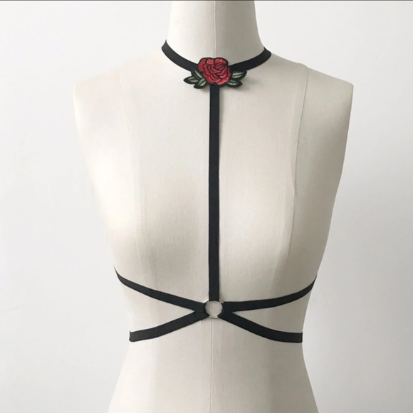 💋Gothic Rose Harness bra - Picture 3 of 4