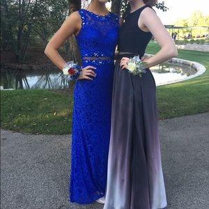 Blue floor length prom dress