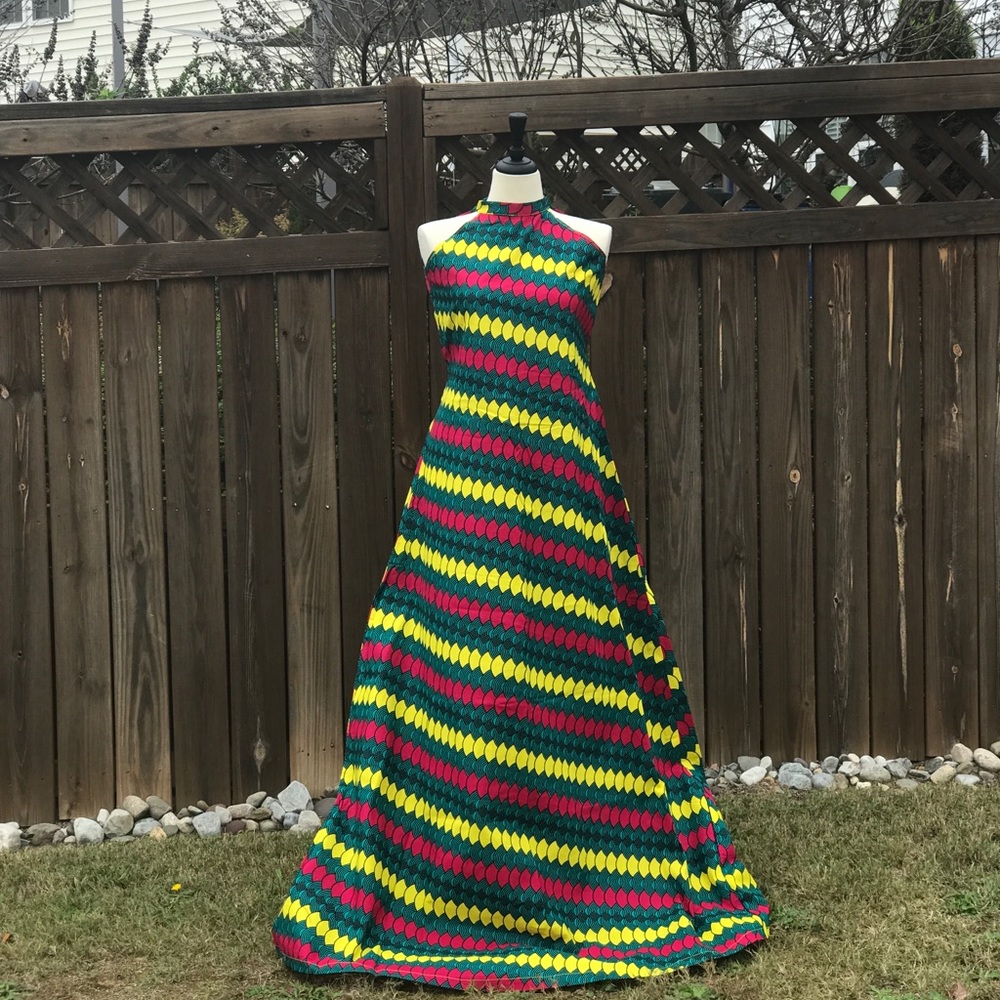 African Print Women’s Halter Neckline Maxi dress - Picture 8 of 8