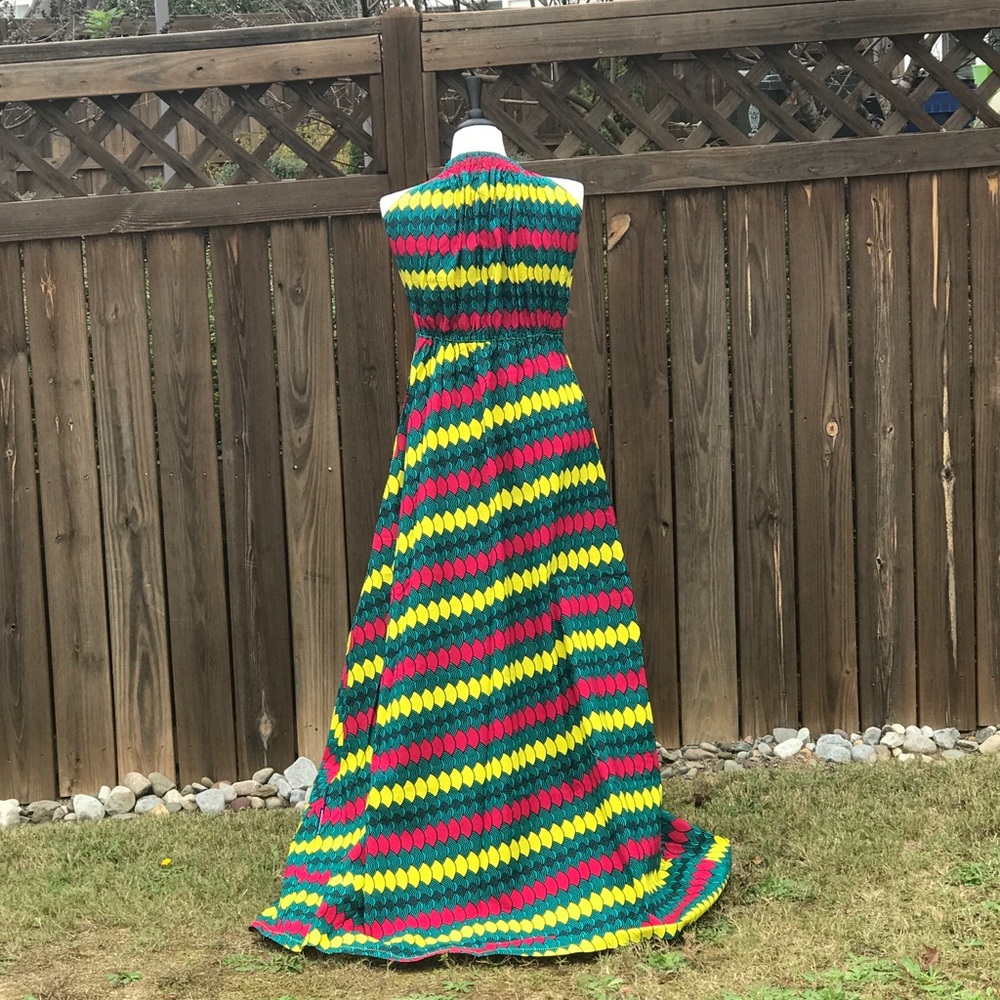 African Print Women’s Halter Neckline Maxi dress - Picture 7 of 8