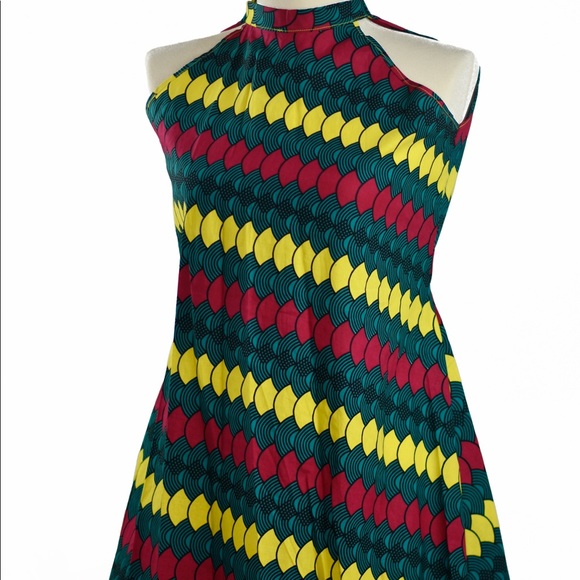 African Print Women’s Halter Neckline Maxi dress - Picture 4 of 8