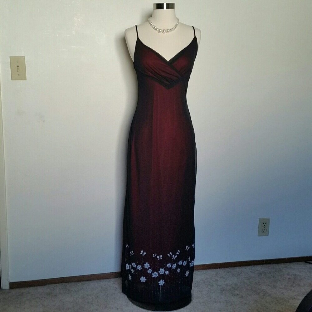 Floor length butterfly flower dress