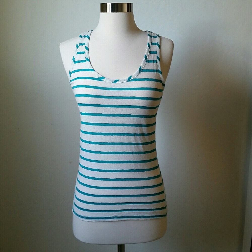 Striped sheer lace racerback tank top