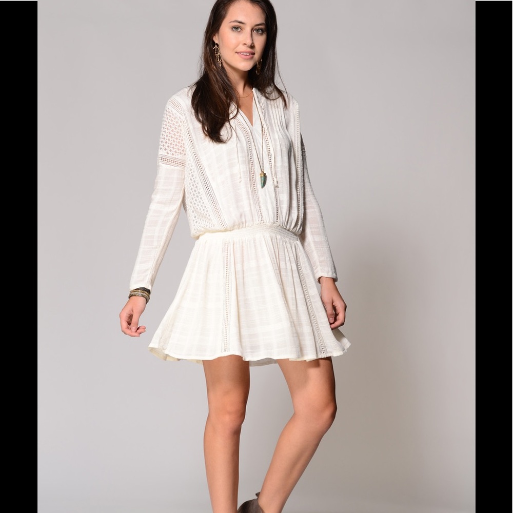 NWT Free People Ivory Nomad Peasant Dress - Picture 2 of 7