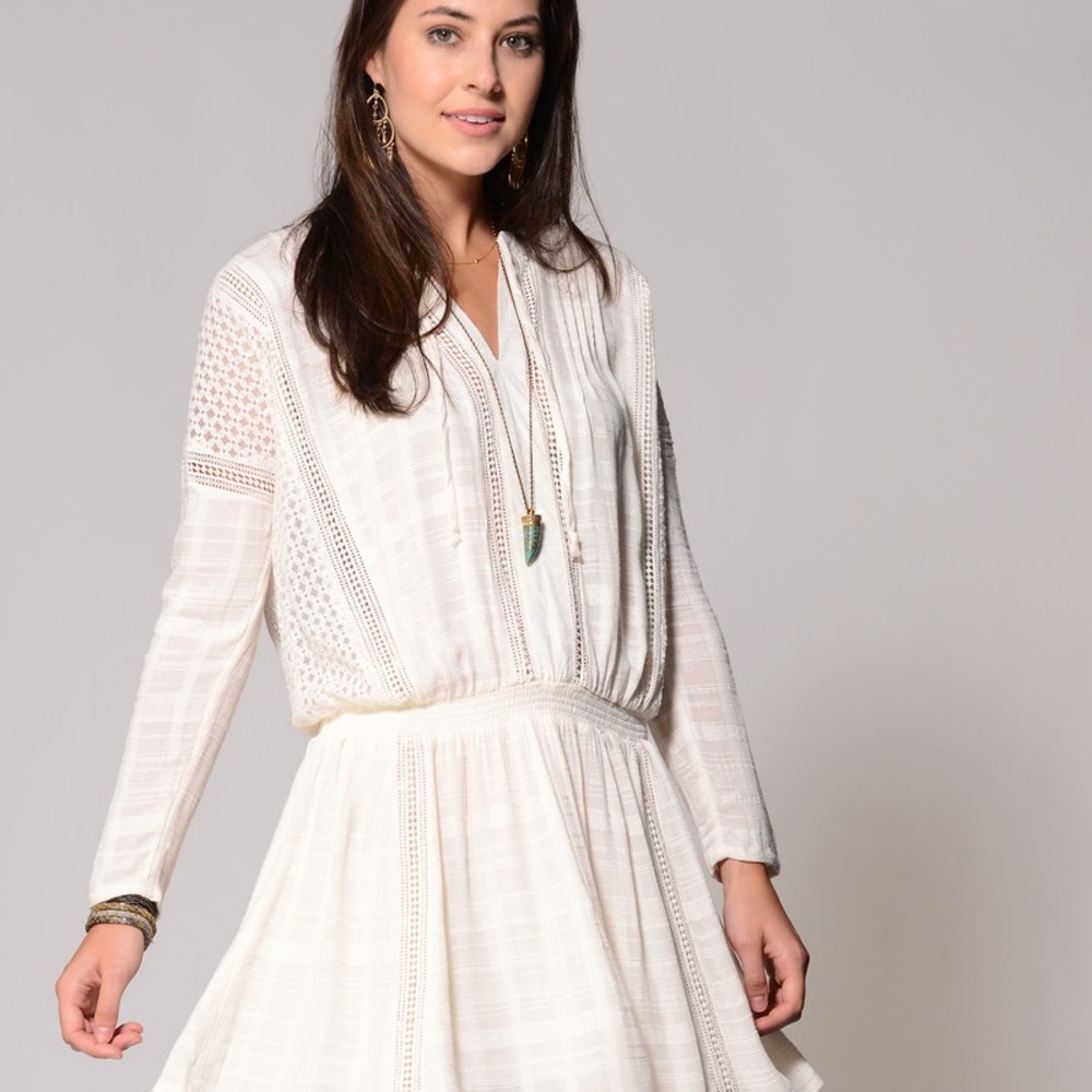 NWT Free People Ivory Nomad Peasant Dress - Picture 3 of 7