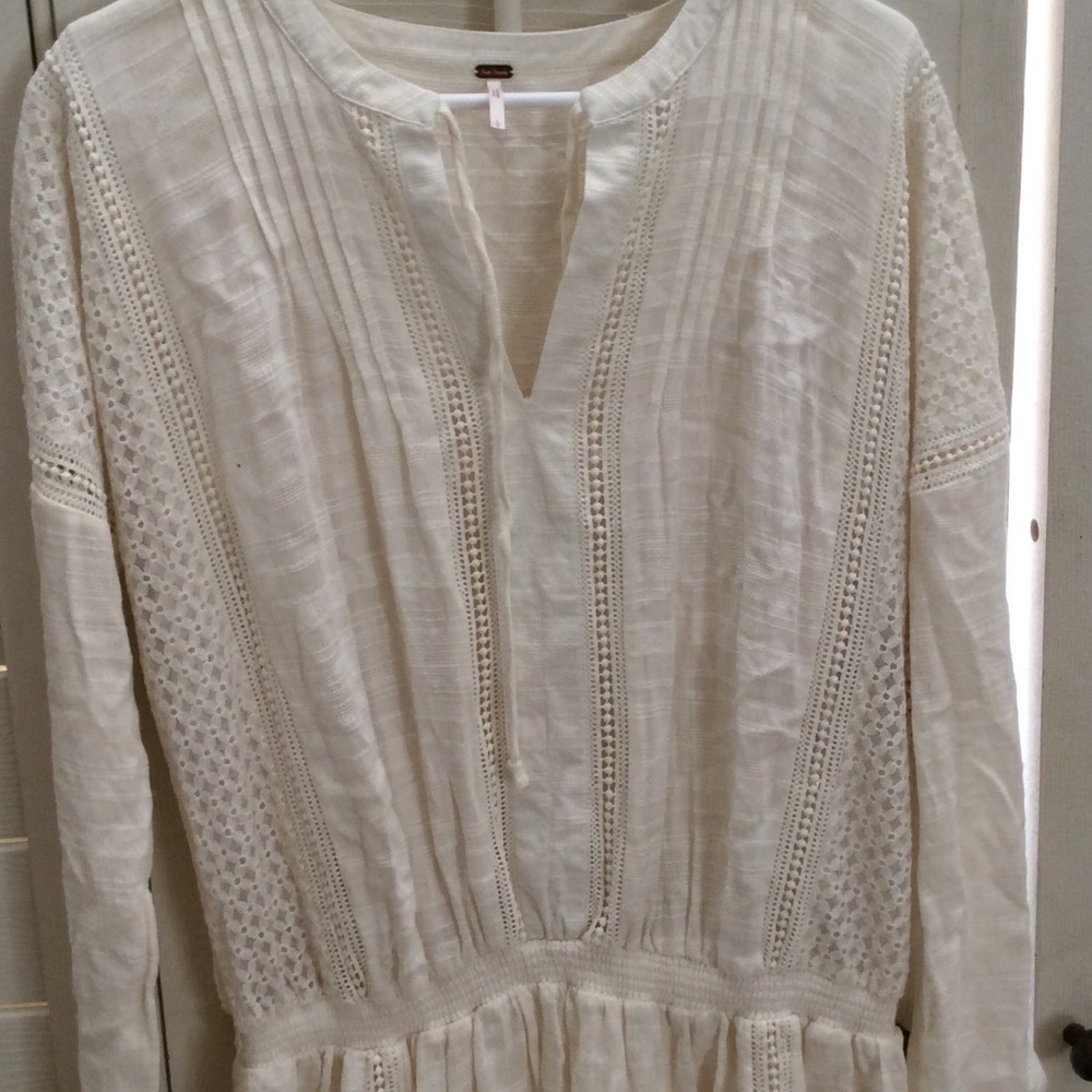 NWT Free People Ivory Nomad Peasant Dress - Picture 7 of 7