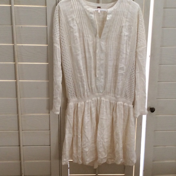 NWT Free People Ivory Nomad Peasant Dress - Picture 6 of 7
