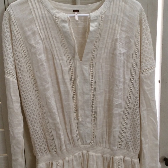 NWT Free People Ivory Nomad Peasant Dress - Picture 7 of 7