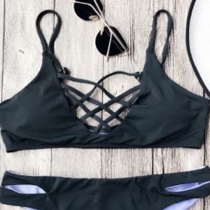 Black Criss Cross Halter Bikini
