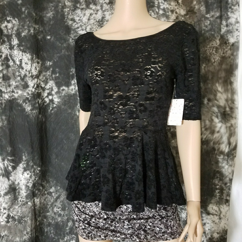 Free People Lace Second Chance Top black sz S