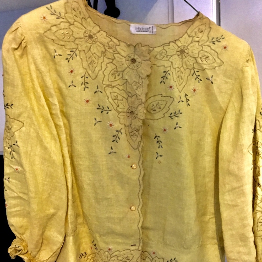 Embroidered Linen Blouse