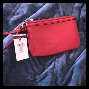 BRAND NEW Wilson's Cranberry Leather Wristlet