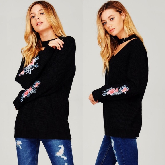 JAYDEN Choker Sweater - BLACK - Picture 2 of 3