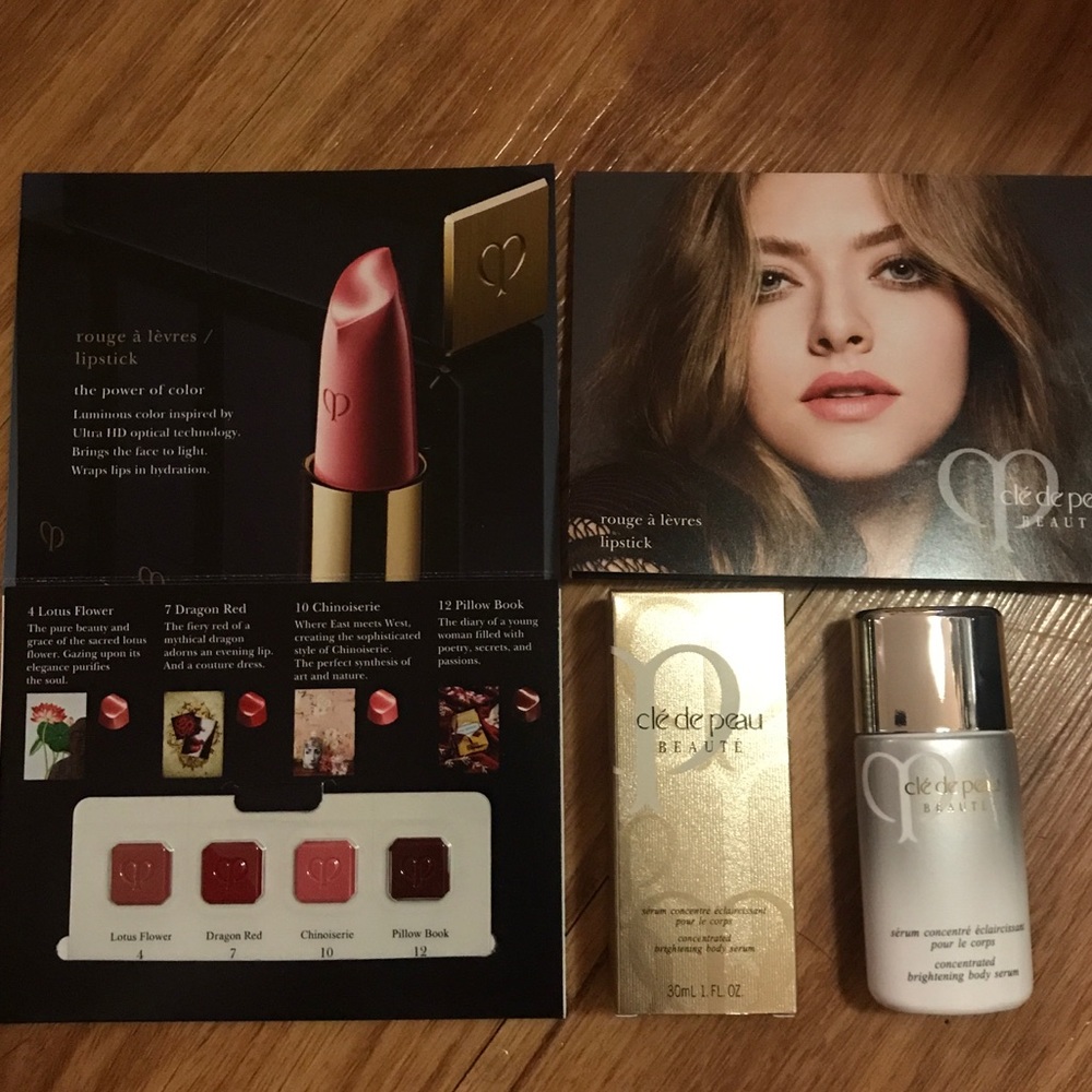 New cle de peau brightening body serum+lip samples