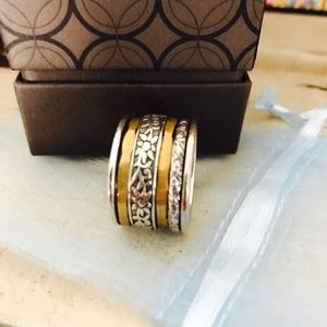 Spinning Sterling Silver & 14k Gold Ring