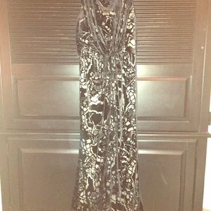 Velvet evening gown with a train