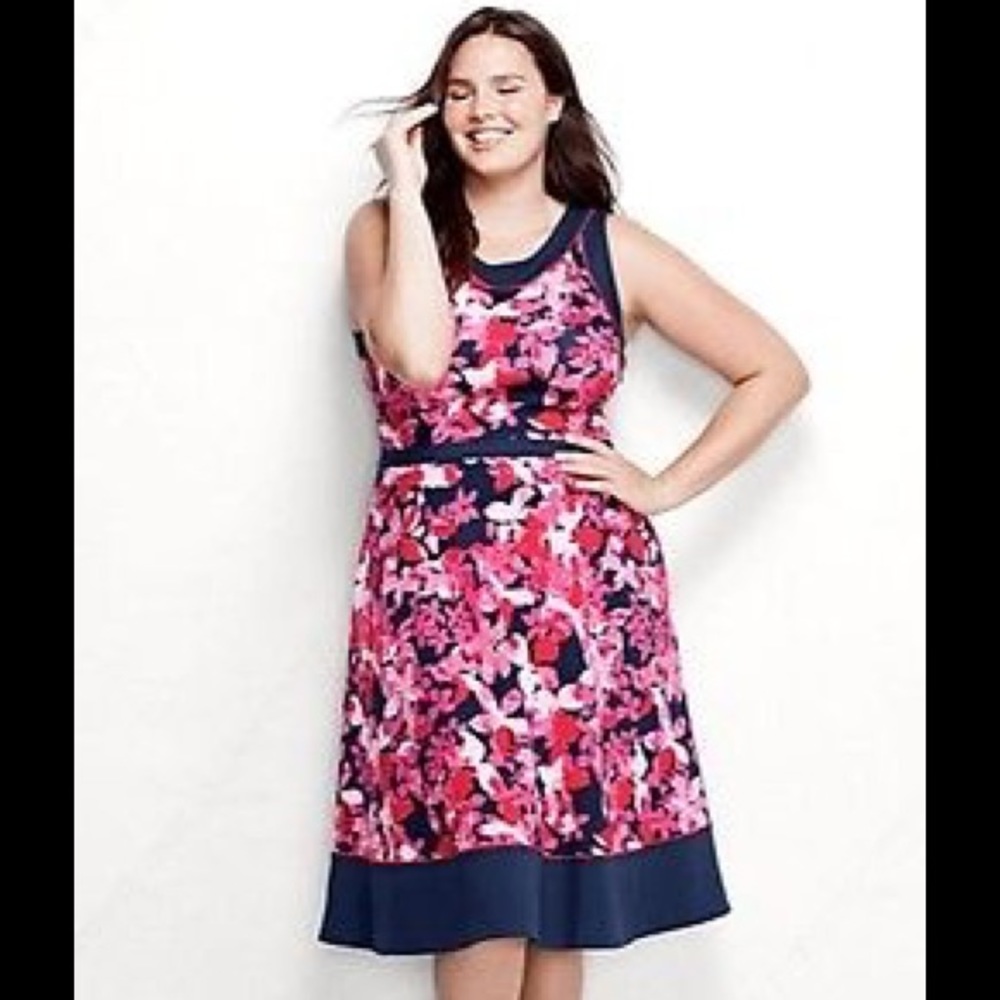 Lands End Floral Ponte knit dress NWOT 20W