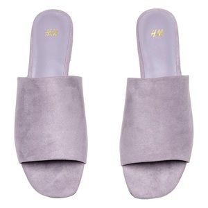 Faux Suede Peep Toe Slide - Purple Faux Suede Peep Toe Slide - Purple