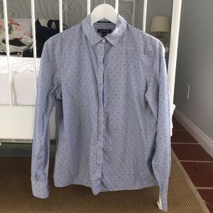 Land's End No Iron Stripe + Dot Oxford