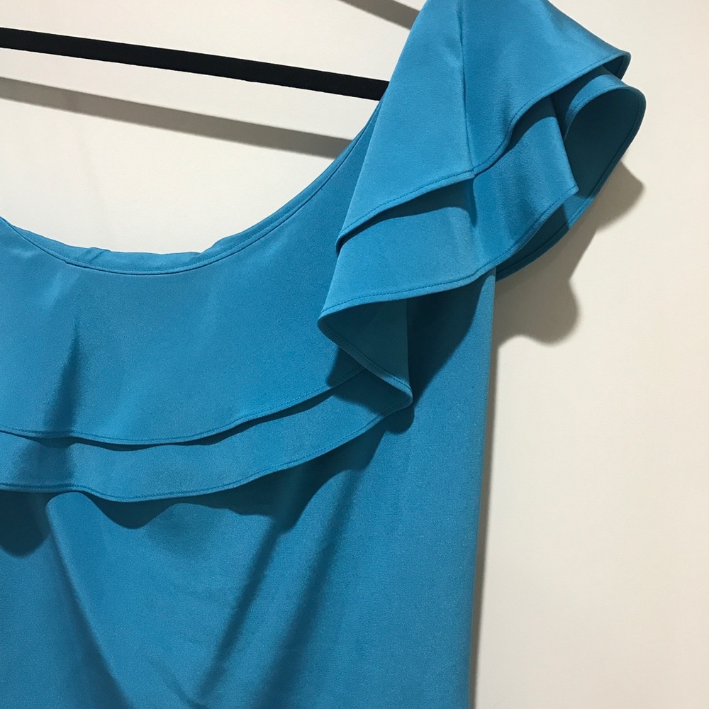 Silk One Shoulder Ruffle Dress - Picture 5 of 7