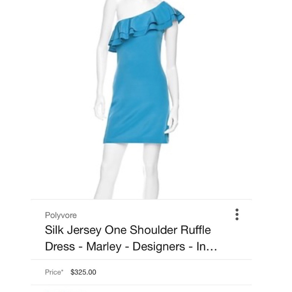 Silk One Shoulder Ruffle Dress - Picture 7 of 7