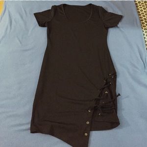 Black lace up dress