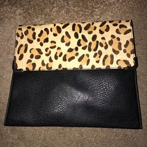 Black leopard pony hair envelope clutch w straps Black leopard pony hair envelope clutch w straps